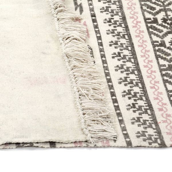 vidaXL Kilim vaip, puuvill, 120 x 180 cm, mustriline, hall/roosa