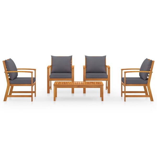 vidaXL 5-osaline aiadiivanikomplekt patjadega, akaatsiapuit