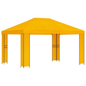 vidaXL Paviljon 4 &times; 3 m Kollane Pol&uuml;ester ja teras 190 gsm