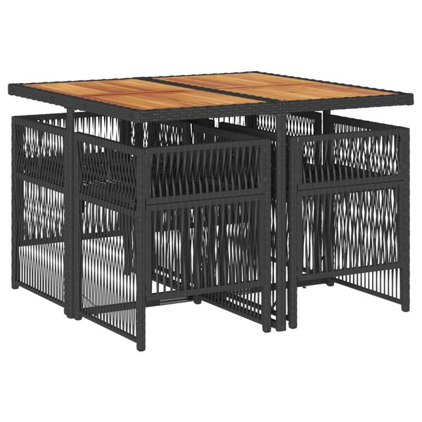 vidaXL 5-osaline aiam&ouml;&ouml;bli komplekt patjadega, must, pol&uuml;rotang