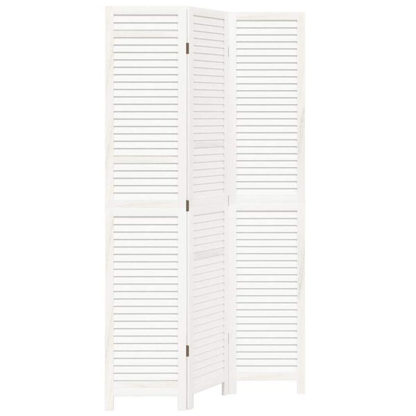 vidaXL 3 paneeliga ruumijagaja, valge, Paulownia puit