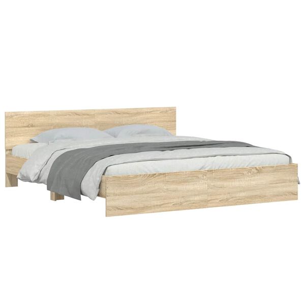 vidaXL voodiraam peatsiga, Sonoma tamm, 180 x 200 cm