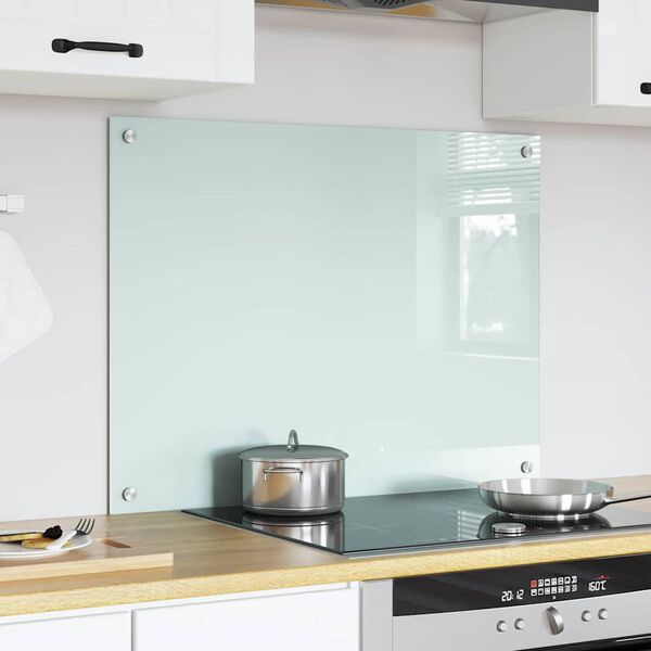 vidaXL K&ouml;gi Splashback Valge 80 x 60 cm karastatud klaas