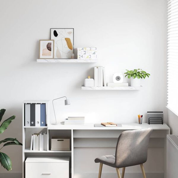 vidaXL Seinariiul 2 pcs Valge Marmor 90 x 23,5 x 4 cm Tehispuit