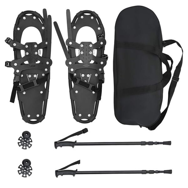 vidaXL 3 in 1 lumesuusad matkakeppidega Must 25 tolli