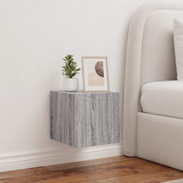 vidaXL teleri seinakapp LED-tuledega, hall Sonoma, 30,5 x 35 x 30 cm