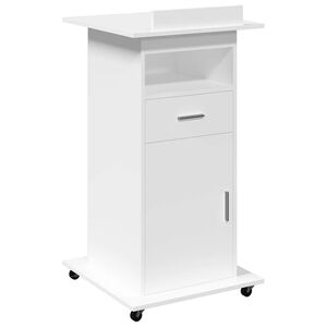 vidaXL k&otilde;nepult rataste ja sahtliga, valge, 55x55x107 cm, tehispuit