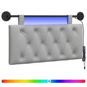 vidaXL Rippuv voodipeats LED-valgustusega Pilvine hall kangas