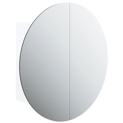 vidaXL vannitoakapp ümmarguse peegli ja LED-iga, valge, 47x47x17,5 cm