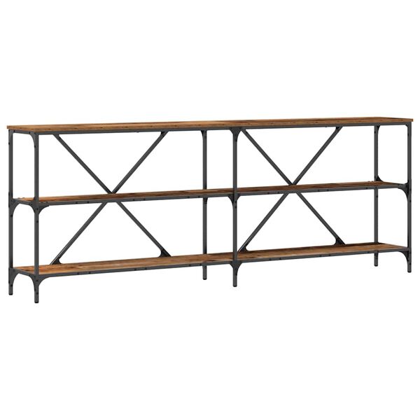 vidaXL Konsoollaud riiuliga Vana puit 200 x 30 x 75 cm Tehispuit