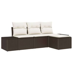vidaXL Aia Diivanikomplekt padjaga 4 pcs Pruun ja kreem pol&uuml;rotang