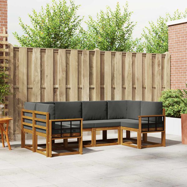 vidaXL V&auml;li diivanikomplekt padjaga 6 pcs Looduslik ja antriit