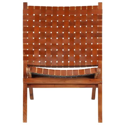 vidaXL kokkupandav tool, põimitud, pruun, ehtne nahk