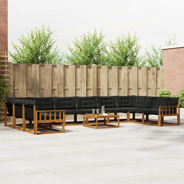 vidaXL V&auml;li diivanikomplekt padjaga 11 pcs Looduslik ja must