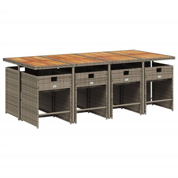 vidaXL 9-osaline aiam&ouml;&ouml;bli komplekt patjadega, hall, pol&uuml;rotang