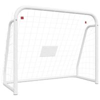 vidaXL jalgpallivärav võrguga, valge, 125x96x60 cm, teras ja polüester
