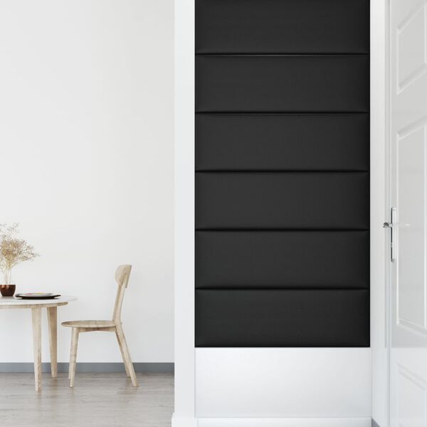 vidaXL seinapaneelid 12 tk, must, 90 x 30 cm, kunstnahk, 3,24 m&sup2;