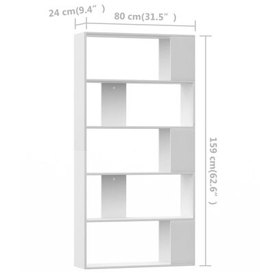 vidaXL raamaturiiul/ruumijagaja valge 80 x 24 x 159 cm puitlaastplaat