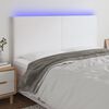 vidaXL LED-voodipeats, valge, 200x5x118/128 cm, kunstnahk