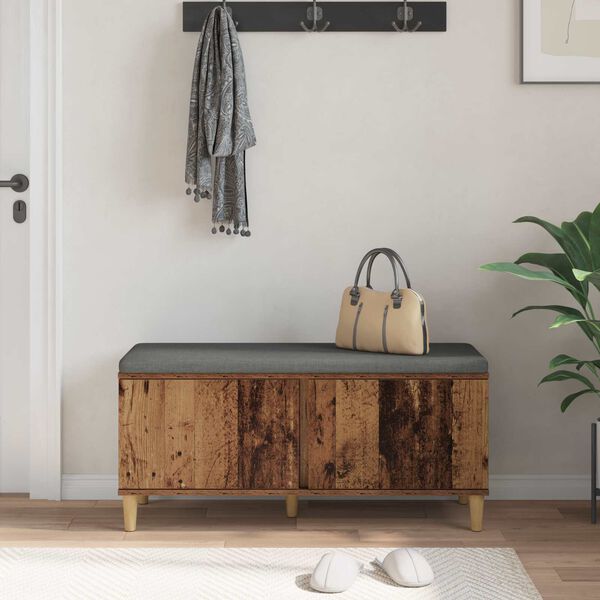 vidaXL Hallipink padjaga ladustamisega Vana puit 100 x 38 x 46 cm