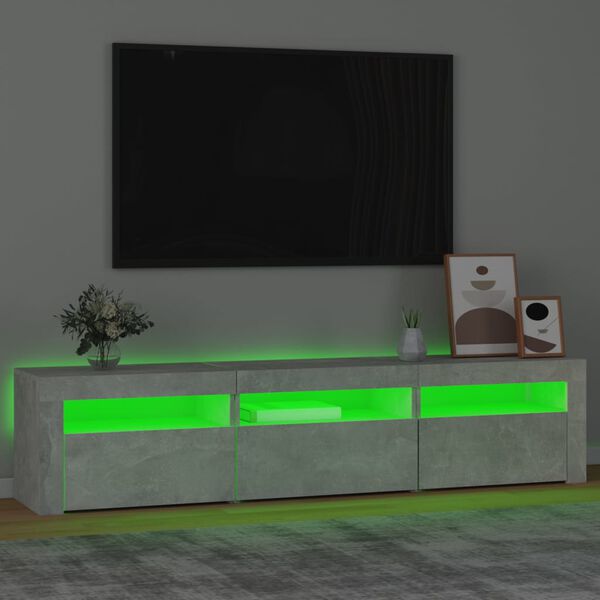 vidaXL telerialus LED-tuledega, betoonhall, 180x35x40 cm