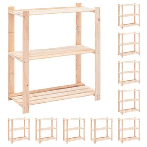 vidaXL 3-korruselised hoiuriiulid 10 tk, 80x38x90 cm m&auml;nnipuit 150 kg