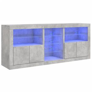 vidaXL puhvetkapp LED-tulega, betoonhall, 181,5 x 37 x 67 cm