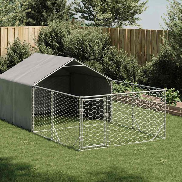 vidaXL Outdoor Dog Kennel Run 4x2x1,5 m tsingitud terasega