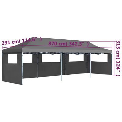 vidaXL kokkupandav pop-up peotelk 5 külgseinaga 3 x 9 m antratsiithall