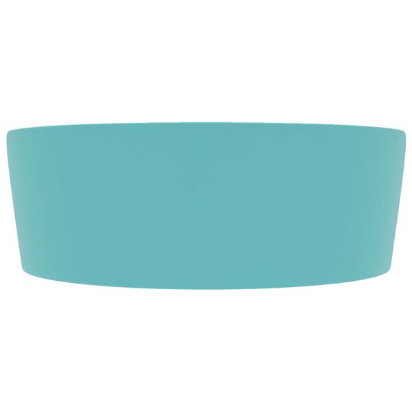 vidaXL valamu &uuml;levooluavaga matt roheline 36 x 13 cm keraamiline