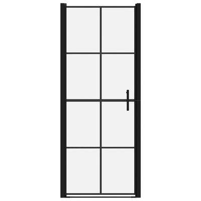 vidaXL dušinurga uksed, karastatud klaas, 81 x 195 cm, must