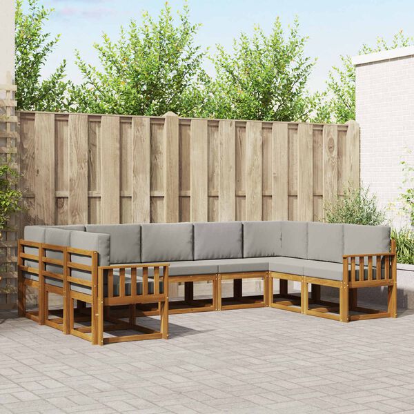 vidaXL V&auml;li diivanikomplekt padjaga 9 pcs Looduslik ja Hele Hall