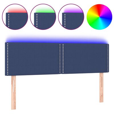 vidaXL LED-voodipeats, sinine, 144x5x78/88 cm, kangas
