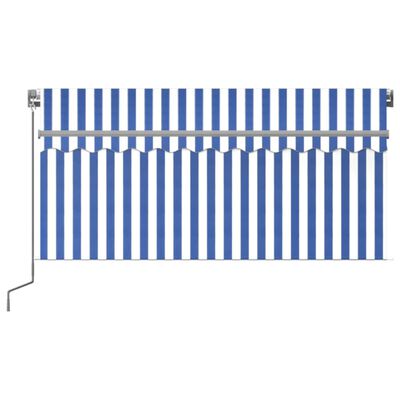 vidaXL käsitsi sissetõmmatav varikatus rulooga, 3x2,5 m, sinine/valge