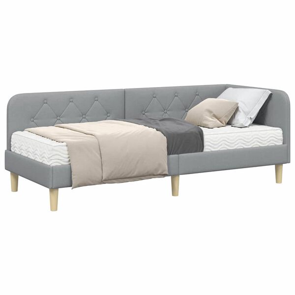 vidaXL Nurgavoodi raam madratsiga peaga Helehall 80 x 200 cm kangas