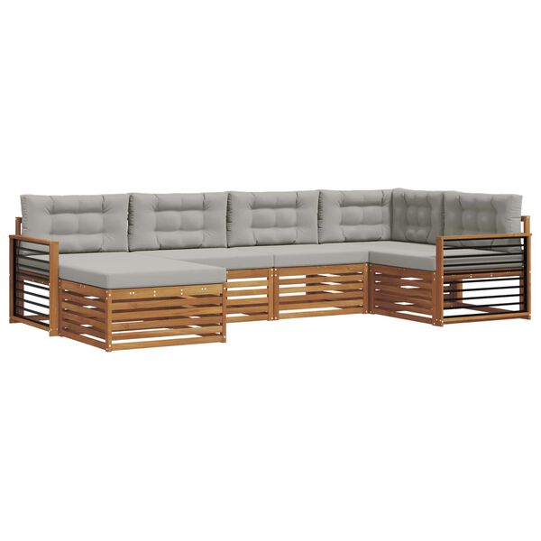 vidaXL V&auml;li diivanikomplekt padjaga 6 pcs Looduslik ja Hele Hall