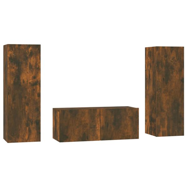 vidaXL 3-osaline telerikappide komplekt, suitsutatud tamm, tehispuit