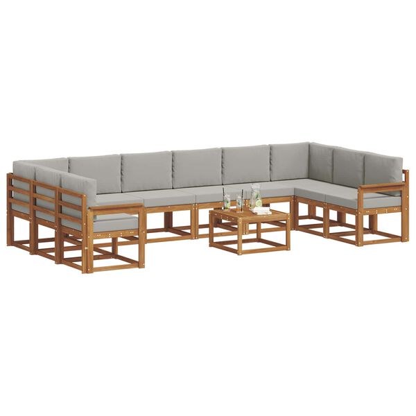 vidaXL V&auml;li diivanikomplekt padjaga 11 pcs Looduslik ja Hele Hall