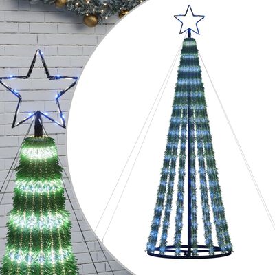 vidaXL koonusekujuline valgustusega jõulupuu, 275 LEDi, sinine 180 cm