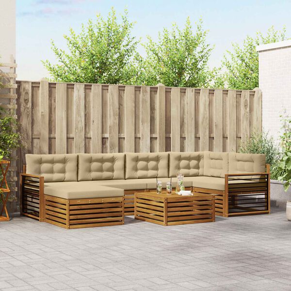 vidaXL V&auml;li diivanikomplekt padjaga 7 pcs Looduslik ja beež