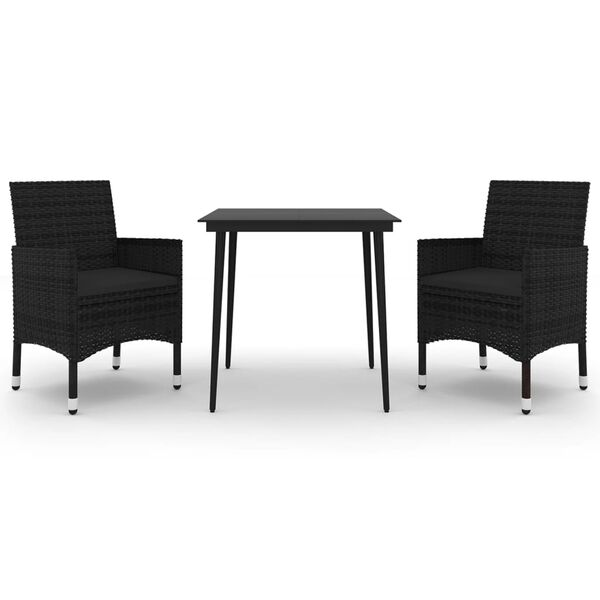 vidaXL 3-osaline aiam&ouml;&ouml;bli komplekt patjadega, pol&uuml;rotang ja klaas