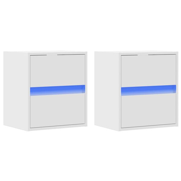 vidaXL teleri seinakapid LED-tuledega 2 tk, valge, 41 x 31 x 45 cm