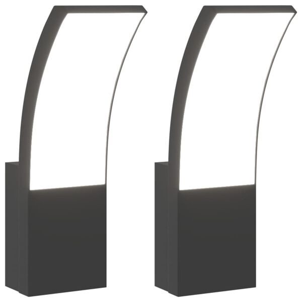 vidaXL õue LED-seinavalgustid 2 tk, must, survevalatud alumiinium