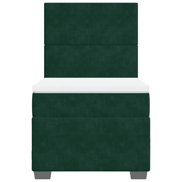 vidaXL kontinentaalvoodi madratsiga, tumeroheline, 90x190 cm, samet