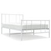 vidaXL metallist voodiraam peatsi ja jalutsiga, valge, 75x190 cm