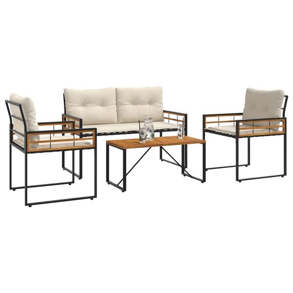 vidaXL Välis mööbli komplekt padjaga 4 pcs cream