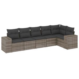 vidaXL 6-osaline aiadiivani komplekt patjadega, hall, pol&uuml;rotang
