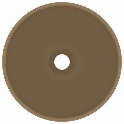 vidaXL luksuslik valamu ümar, matt kreemjas, 32,5 x 14 cm, keraamiline