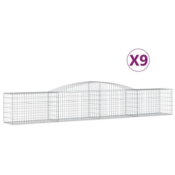 vidaXL kaarekujulised gabioonkorvid 9 tk, 400x50x60/80 cm, raud