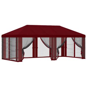 vidaXL Gazebo katte k&uuml;lgseinadega Veinipunane 600,5 x 300,5 cm